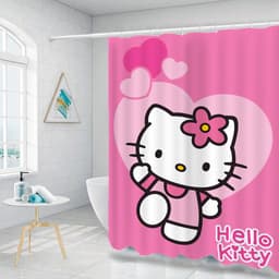 Hello Kitty Polyester Chống Thấm Nước Rèm Tắm Trang Trí Phòng Tắm Rèm Tắm Vải Có Móc 2