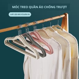 Set 5 móc treo quần áo nhựa ABS bọc nhung mịn chống trượt, giữ form áo 2