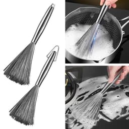 Chổi cọ nồi cọ chảo.inox 304 Bàn Chải Chà Nồi Đánh Bóng Loại Bỏ Rỉ Sét Tiện Dụng có cán cầm không rỉ sét 8