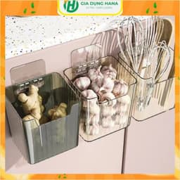 Hộp Nhựa Đựng Hành Tỏi, Hoa Qủa Để Tủ Lạnh Có Móc Dán Treo Tường 1
