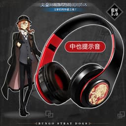 Tai Nghe Bluetooth Bungo Stray Dogs Dazai Osamu Anime Không Dây Gập Gọn Thẻ TF Cosplay Game 2