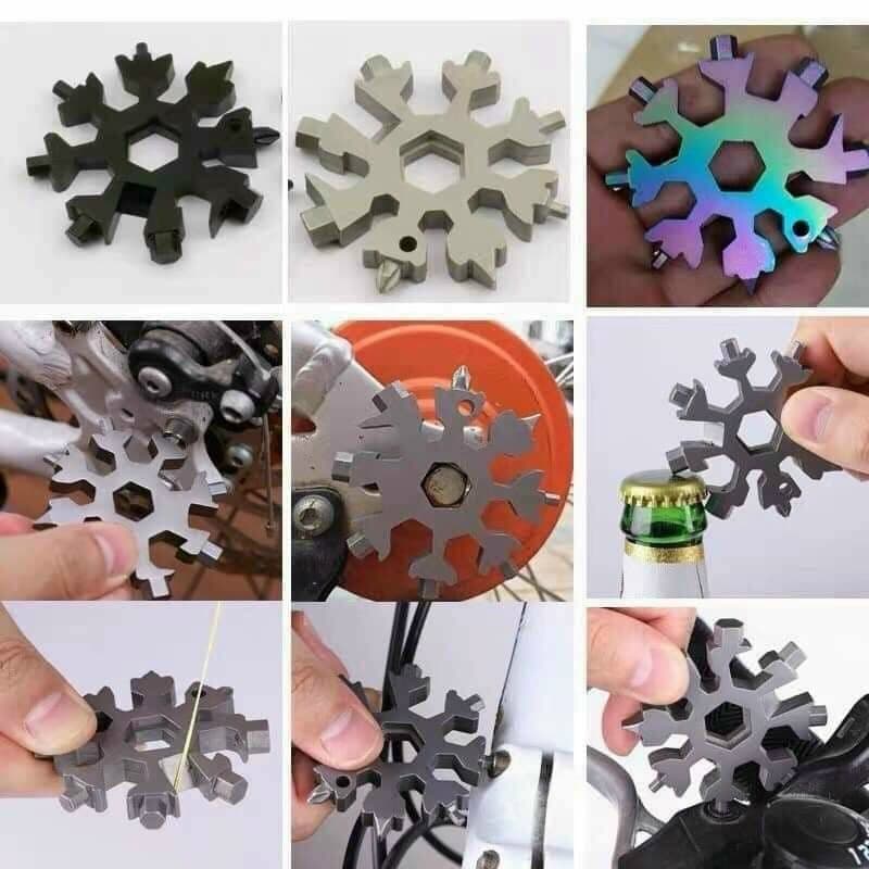 Cờ Lê Đa Năng 18 Trong 1 Hình Bông Tuyết Kết Hợp Công Cụ Móc Khóa Bông Tuyết Di Động Nhỏ Gọn - INGRI