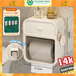 Hộp đựng giấy vệ sinh treo tường 2 trong 1, hộp đựng giấy đa năng treo tường chất liệu ABS + PP cao cấp chống nước 1