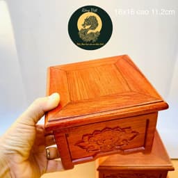 Chân đế gỗ hương cao cấp cho tượng RỒNG VIỆT, khắc sen tỉ mỉ, đa dạng kích thước. 3