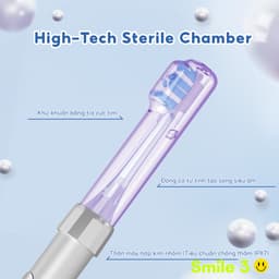 Bàn chải đánh răng điện smile 3 bomidi-4 chế độ đánh răng hỗ trợ khử khuẩn có tia cựa tím IPX7. 3