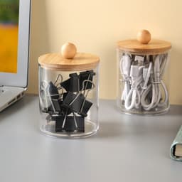 Hộp Đựng Tăm Bông (TB01), Bông Tẩy Trang nắp gỗ Chất Liệu Nhựa Acrylic Trong Suốt Sang Trọng 3