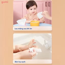 Thùng 10 gói khăn ướt GUMMI 80 tờ không cồn,không parabens,cao cấp dành cho em bé cực kì an toàn 2