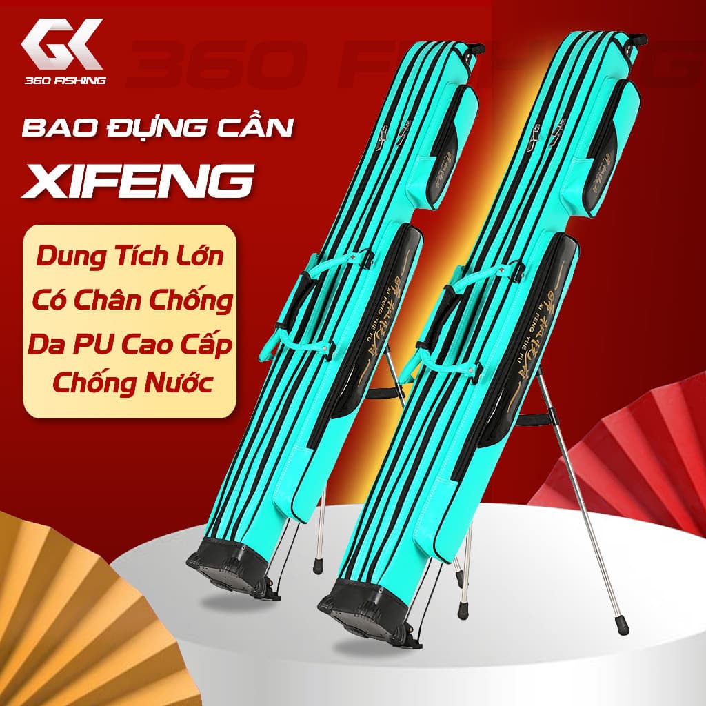 Bao Đựng Cần Câu XiFeng Có Chân Đứng Túi Đựng Cần 2 Ngăn Dung Tích Lớn Chống Thấm Nước Cao Cấp