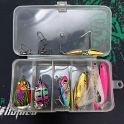 Combo Hộp Mồi Câu Lure 5 Mồi Đủ 3 Tầng Nước, Đa Dạng Địa Hình-Toman Ve Sầu,Chado H1 MiniThìa Lượn,Cá Sắt vufishing 8