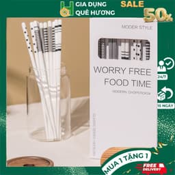 Set 5 đôi đũa gốm sứ cao cấp chịu nhiệt tốt họa tiết cực xinh kèm hộp sang xịn dùng trong gia đình hoặc làm quà tặng 1