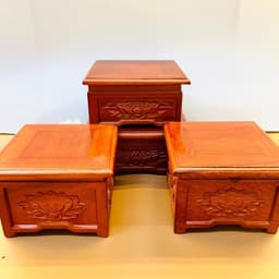 Chân đế gỗ hương cao cấp cho tượng RỒNG VIỆT, khắc sen tỉ mỉ, đa dạng kích thước. 9