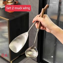 VINBEO Set hai chiếc xẻng môi cao cấp, thiết kế tay cầm gỗ tiện dụng chất liệu thép không gỉ AK006 2