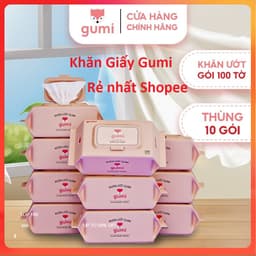 Thùng 10 gói khăn ướt GUMMI 80 tờ không cồn,không parabens,cao cấp dành cho em bé cực kì an toàn 9