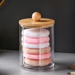 Hộp Đựng Tăm Bông (TB01), Bông Tẩy Trang nắp gỗ Chất Liệu Nhựa Acrylic Trong Suốt Sang Trọng 4