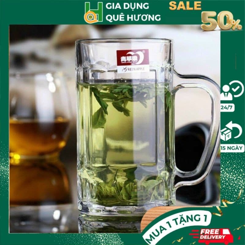 Hộp 6 chiếc cốc thuỷ tinh có tay cầm dung tích 400ml