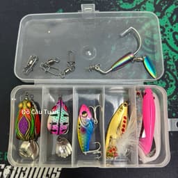 Combo Hộp Mồi Câu Lure 5 Mồi Đủ 3 Tầng Nước, Đa Dạng Địa Hình-Toman Ve Sầu,Chado H1 MiniThìa Lượn,Cá Sắt vufishing 1