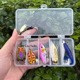 Combo Hộp Mồi Câu Lure 5 Mồi Đủ 3 Tầng Nước, Đa Dạng Địa Hình-Toman Ve Sầu,Chado H1 MiniThìa Lượn,Cá Sắt vufishing 3