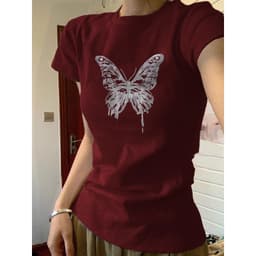 【100% cotton 】Áo baby tee Áo croptop Áo thun ôm body Áo y2k Hở Vai Dáng Ôm Màu Xám Hoa Thời Trang Mùa Hè Phong Cách Mới Dành Cho Bạn Nữ 1