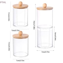 Hộp Đựng Tăm Bông (TB01), Bông Tẩy Trang nắp gỗ Chất Liệu Nhựa Acrylic Trong Suốt Sang Trọng 9
