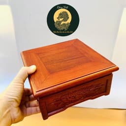 Chân đế gỗ hương cao cấp cho tượng RỒNG VIỆT, khắc sen tỉ mỉ, đa dạng kích thước. 5