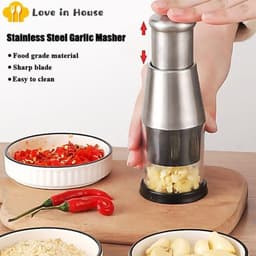 Dụng Cụ Băm Tỏi , Nghiền Tỏi, Nghiền Ớt Bằng Tay Thép Không Gỉ, Máy Xay Tỏi Ớt Cầm Tay Mini 1