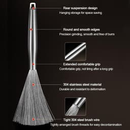 Chổi cọ nồi cọ chảo.inox 304 Bàn Chải Chà Nồi Đánh Bóng Loại Bỏ Rỉ Sét Tiện Dụng có cán cầm không rỉ sét 3