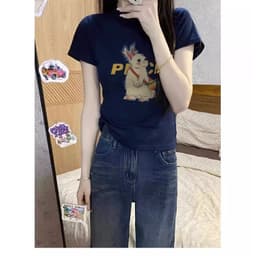 【100% cotton 】Áo baby tee Áo Thun ôm body Áo y2k  ngắn tay in hình cổ tròn hàng đầu màu trơn 5