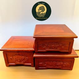 Chân đế gỗ hương cao cấp cho tượng RỒNG VIỆT, khắc sen tỉ mỉ, đa dạng kích thước. 4