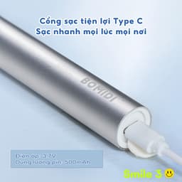 Bàn chải đánh răng điện smile 3 bomidi-4 chế độ đánh răng hỗ trợ khử khuẩn có tia cựa tím IPX7. 9