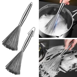 Chổi cọ nồi cọ chảo.inox 304 Bàn Chải Chà Nồi Đánh Bóng Loại Bỏ Rỉ Sét Tiện Dụng có cán cầm không rỉ sét 1