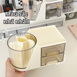 VINBEO Hộp đựng mỹ phẩm,Kệ đựng mỹ phẩm, hộp đựng bút đa năng có kèm ống đựng xoay 360 độ tiện dụng ANHI004 3