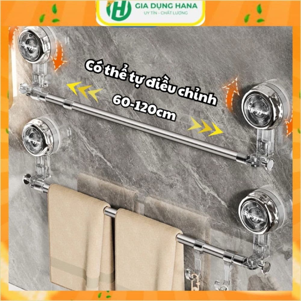Giá Treo Khăn Mặt Cốc Hút Chân Không Điều Chỉnh Thu Gọn Ngắn Dài , Kệ Treo Đồ Nhà Bếp Treo Dép Nhà Tắm