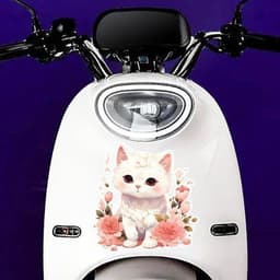 "Hoa Mèo Trắng Dán Xe Ô Tô Chống Trầy Xước, Trang Trí Vui Nhộn, Diện Tích Lớn" 6