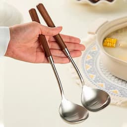 VINBEO Set hai chiếc xẻng môi cao cấp, thiết kế tay cầm gỗ tiện dụng chất liệu thép không gỉ AK006 8