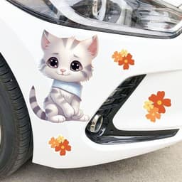 "Hoa Mèo Trắng Dán Xe Ô Tô Chống Trầy Xước, Trang Trí Vui Nhộn, Diện Tích Lớn" 5