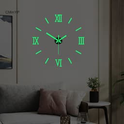 Cminyp 3D Dạ Quang Đồng Hồ Treo Tường Không Khung Acrylic DIY Đồng Hồ Kỹ Thuật Số Dán Tường Đồng Hồ Im Lặng Cho Phòng Khách Phòng Ngủ Văn Phòng Trang Trí Tường Vinh Quang 1