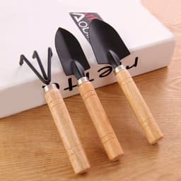 Dụng cụ làm vườn mini,Bộ dụng cụ làm vườn mini cao cấp 3 món cán gỗ, làm vườn trồng cây cảnh bonsai 4