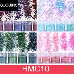 Set 4 chai charm kim tuyến, sequins lấp lánh các loại dùng làm nail, trang trí resin, slime HMC010 1