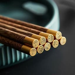 Đũa gỗ cánh gà  bọc kim loại chữ Phúc kích thước 26cm (phân loại: 1 đôi) phong cách Nhật 3