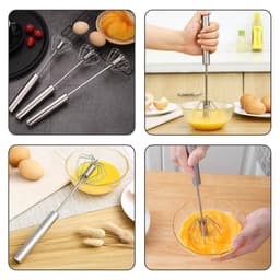 Máy đánh trứng bán tự động GOFIDIN, Máy đánh trứng đẩy tay đa kích thước bằng thép không gỉ, Đa năng bền bỉ Dễ dàng làm sạch Dễ dàng sử dụng Máy xay sinh tố quay Nhà bếp 3
