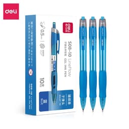 Bút Bi Mực Gel Nhanh Khô Ngòi 0.5mm Deli S08 Bút Gel Bấm Không Lem Mực Xanh/Đen/Đỏ Bút Bi Nước Học Sinh 7