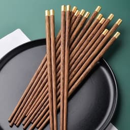 Đũa gỗ cánh gà  bọc kim loại chữ Phúc kích thước 26cm (phân loại: 1 đôi) phong cách Nhật 4