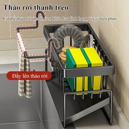 Kệ đựng đồ rửa chén bát, giá để giẻ rửa chén trên bồn có khay hứng nước nghiêng Tiện dụng 6
