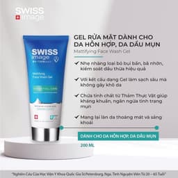 [ Chính Hãng ]GEL RỬA MẶT SWISS IMAGE MATTIFYING FACE WASH GEL 200ML  tiemcohaii 6