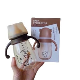 Bình sữa hình mèo van chống sặc kèm tay cầm dung tích 300ml 3