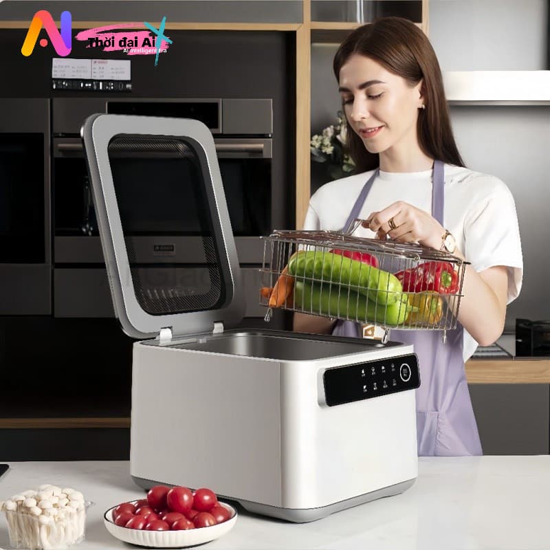 Máy rửa rau củ quả tiệt trùng thực phẩm 10L Công nghệ kháng khuẩn ion 6 lần hoàn toàn tự động