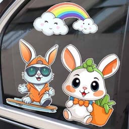 Miếng Dán Xe Thỏ Trang Trí, Bảo Vệ Thân Điện và Vết Xước Ốp Lưng, Chất Lượng Cao Siêu Bền. 7