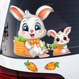 Miếng Dán Xe Thỏ Trang Trí, Bảo Vệ Thân Điện và Vết Xước Ốp Lưng, Chất Lượng Cao Siêu Bền. 4