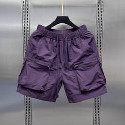 Nam Retro Nhiều Túi Quần Short Hàng Hóa Mùa Hè Mỏng Rời Thẳng Áo Khoác Ngoài Capris Màu Trơn Dây Rút Quần Ngắn 5