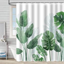Rèm tắm chống nước YÊU THÍCH YÊU THÍCH, Rèm tắm hoa lá cây nhiệt đới, Rèm tắm cây xanh lá cây, chống nấm mốc nhanh khô kiểu Nodic 71x71in Trang trí nội thất 8